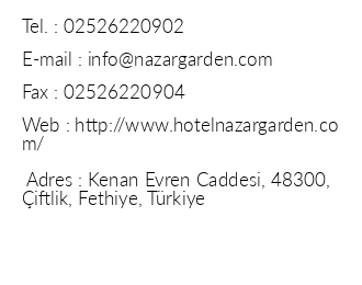 Nazar Garden Hotel iletiim bilgileri